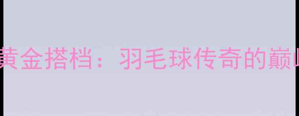 图片 林丹职业生涯中的五大黄金搭档：羽毛球传奇的巅峰对决与团队协作艺术1