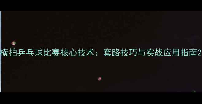 图片 横拍乒乓球比赛核心技术：套路技巧与实战应用指南2