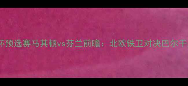 图片 欧洲杯预选赛马其顿vs芬兰前瞻：北欧铁卫对决巴尔干黑马1