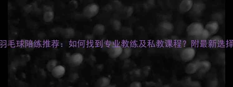 图片 武昌羽毛球陪练推荐：如何找到专业教练及私教课程？附最新选择指南