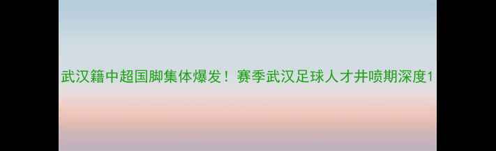 图片 武汉籍中超国脚集体爆发！赛季武汉足球人才井喷期深度1