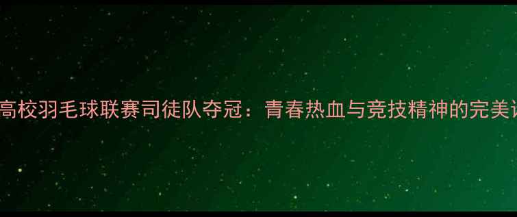 图片 武汉高校羽毛球联赛司徒队夺冠：青春热血与竞技精神的完美诠释2