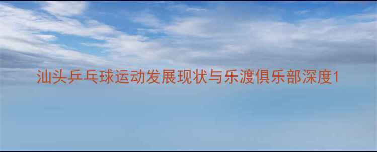 图片 汕头乒乓球运动发展现状与乐渡俱乐部深度1