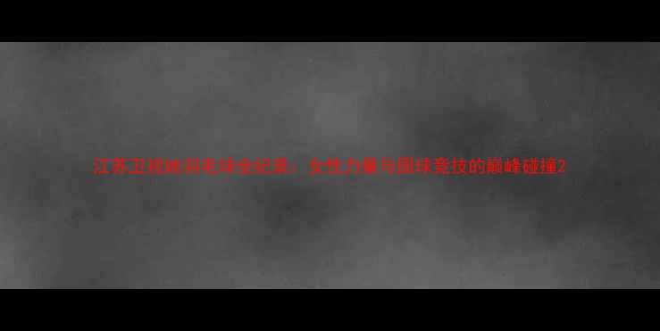 图片 江苏卫视她羽毛球全纪录：女性力量与国球竞技的巅峰碰撞2