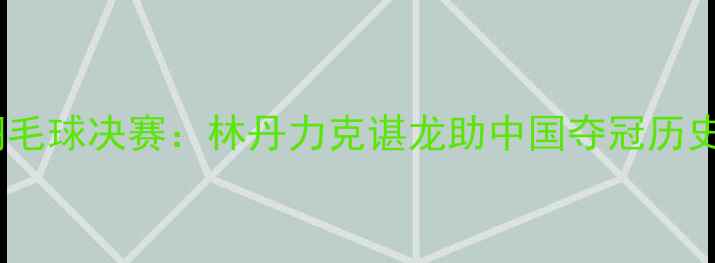 图片 汤姆斯杯羽毛球决赛：林丹力克谌龙助中国夺冠历史性战役全2