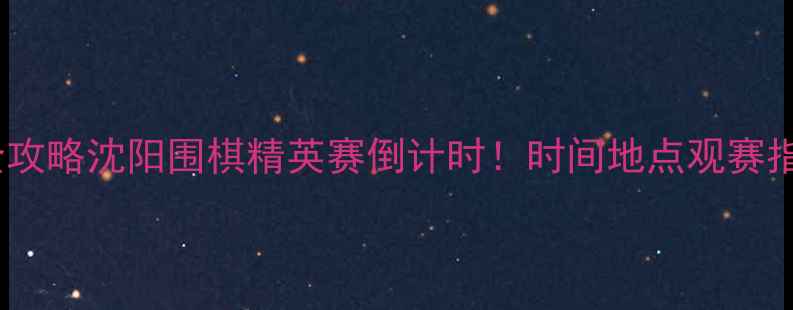 图片 沈阳围棋赛事全攻略沈阳围棋精英赛倒计时！时间地点观赛指南一篇说清🏮2