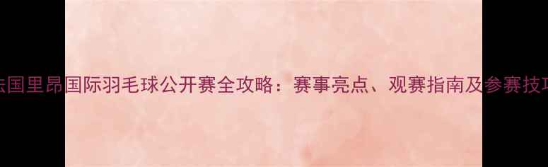 图片 法国里昂国际羽毛球公开赛全攻略：赛事亮点、观赛指南及参赛技巧