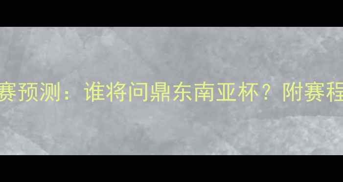 图片 泰国vs越南足球赛预测：谁将问鼎东南亚杯？附赛程时间+阵容分析1
