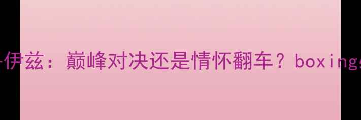 图片 泰森VS鲁伊兹：巅峰对决还是情怀翻车？boxing必看内幕