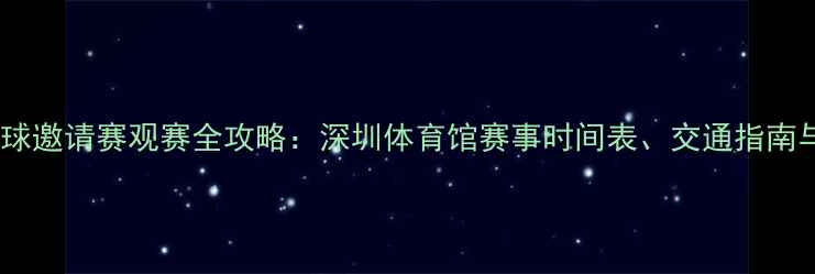 图片 深圳国际足球邀请赛观赛全攻略：深圳体育馆赛事时间表、交通指南与球星盘点1
