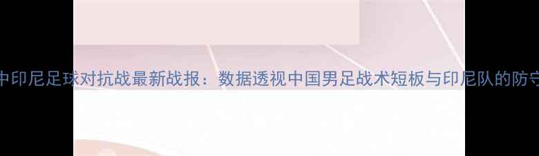 图片 深度中印尼足球对抗战最新战报：数据透视中国男足战术短板与印尼队的防守玄机