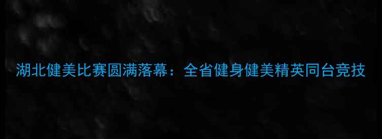 图片 湖北健美比赛圆满落幕：全省健身健美精英同台竞技