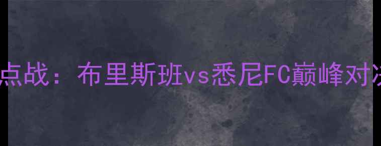 图片 澳超焦点战：布里斯班vs悉尼FC巅峰对决内幕2