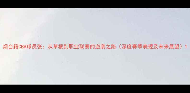 图片 烟台籍CBA球员张：从草根到职业联赛的逆袭之路（深度赛季表现及未来展望）1