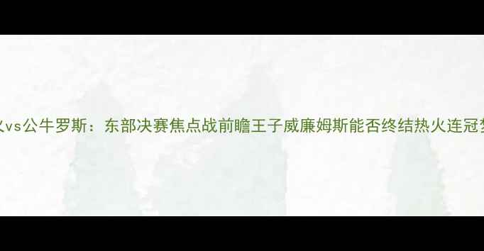 图片 热火vs公牛罗斯：东部决赛焦点战前瞻王子威廉姆斯能否终结热火连冠梦？