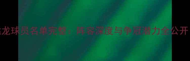 图片 猛龙球员名单完整：阵容深度与争冠潜力全公开！