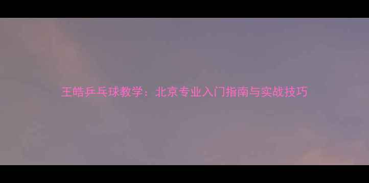 图片 王皓乒乓球教学：北京专业入门指南与实战技巧