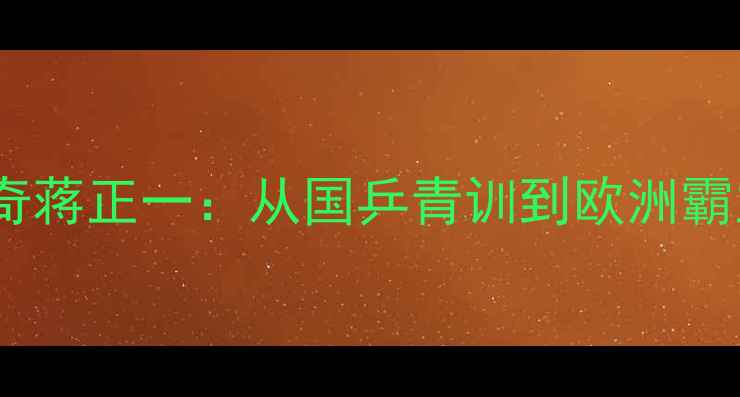 图片 瑞典乒乓球传奇蒋正一：从国乒青训到欧洲霸主的十年征程1