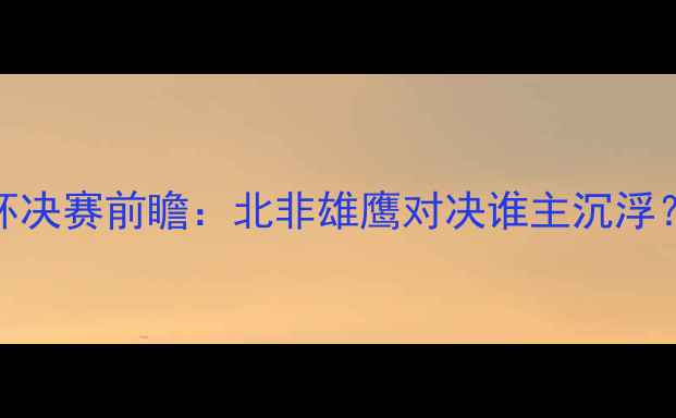 图片 突尼斯VS摩洛哥非洲杯决赛前瞻：北非雄鹰对决谁主沉浮？战术大数据冠军归属