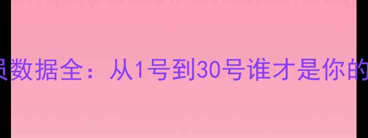 图片 篮球MVP球员数据全：从1号到30号谁才是你的本命球星？