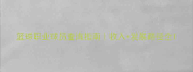 图片 篮球职业球员查询指南｜收入+发展路径全1