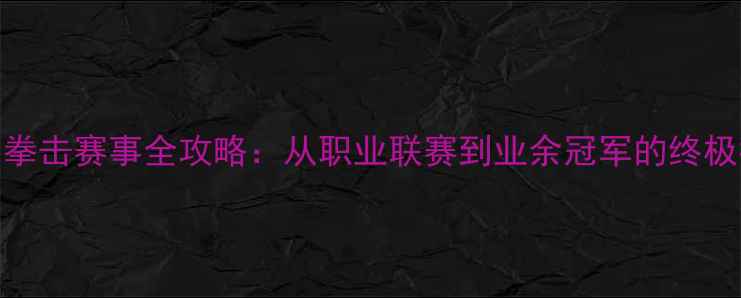 图片 美国拳击赛事全攻略：从职业联赛到业余冠军的终极指南