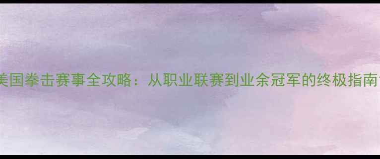 图片 美国拳击赛事全攻略：从职业联赛到业余冠军的终极指南1