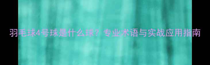 图片 羽毛球4号球是什么球？专业术语与实战应用指南