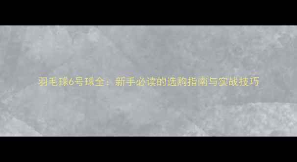 图片 羽毛球6号球全：新手必读的选购指南与实战技巧