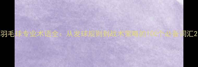 图片 羽毛球专业术语全：从发球规则到战术策略的100个必备词汇2