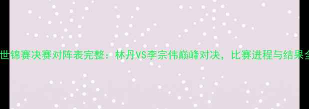 图片 羽毛球世锦赛决赛对阵表完整：林丹VS李宗伟巅峰对决，比赛进程与结果全回顾1