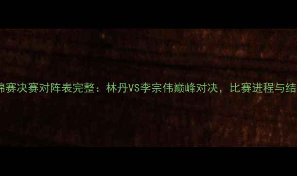 图片 羽毛球世锦赛决赛对阵表完整：林丹VS李宗伟巅峰对决，比赛进程与结果全回顾2