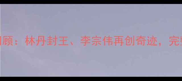 图片 羽毛球世锦赛震撼回顾：林丹封王、李宗伟再创奇迹，完整赛果与精彩瞬间全