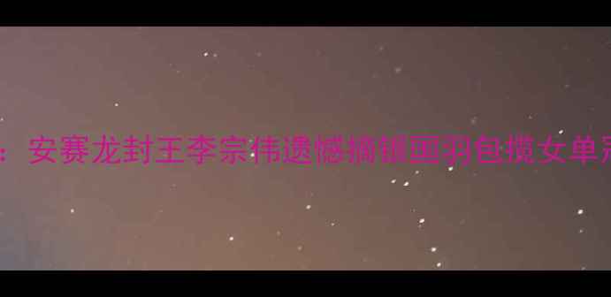 图片 羽毛球世锦赛：安赛龙封王李宗伟遗憾摘银国羽包揽女单冠亚军创历史2