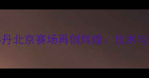 图片 羽毛球传奇林丹北京赛场再创辉煌：技术与运动精神传承