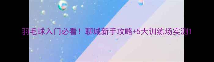 图片 羽毛球入门必看！聊城新手攻略+5大训练场实测1