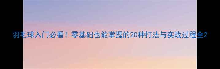 图片 羽毛球入门必看！零基础也能掌握的20种打法与实战过程全2