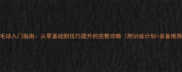 图片 羽毛球入门指南：从零基础到技巧提升的完整攻略（附训练计划+装备推荐）