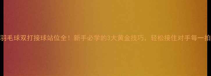 图片 羽毛球双打接球站位全！新手必学的3大黄金技巧，轻松接住对手每一拍