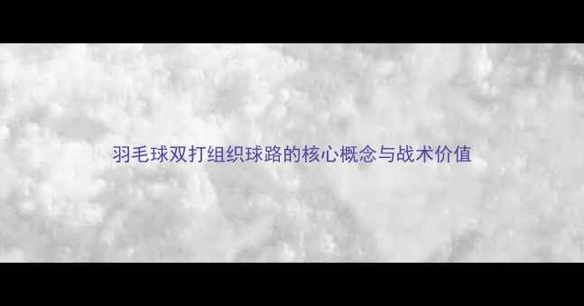 图片 羽毛球双打组织球路的核心概念与战术价值