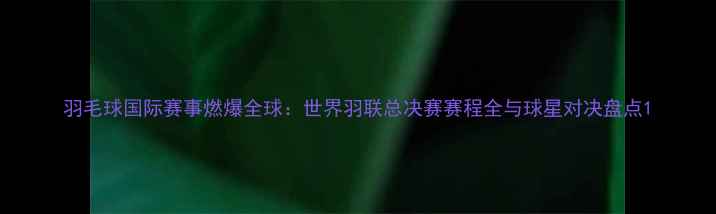 图片 羽毛球国际赛事燃爆全球：世界羽联总决赛赛程全与球星对决盘点1
