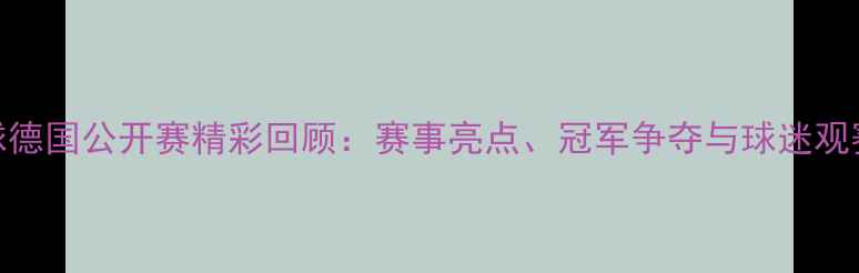 图片 羽毛球德国公开赛精彩回顾：赛事亮点、冠军争夺与球迷观赛指南