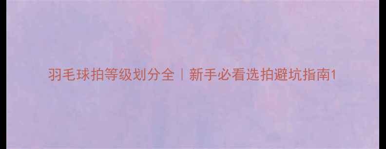 图片 羽毛球拍等级划分全｜新手必看选拍避坑指南1