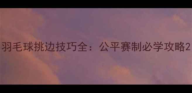 图片 羽毛球挑边技巧全：公平赛制必学攻略2