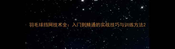 图片 羽毛球挡网技术全：入门到精通的实战技巧与训练方法2