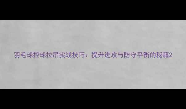 图片 羽毛球控球拉吊实战技巧：提升进攻与防守平衡的秘籍2