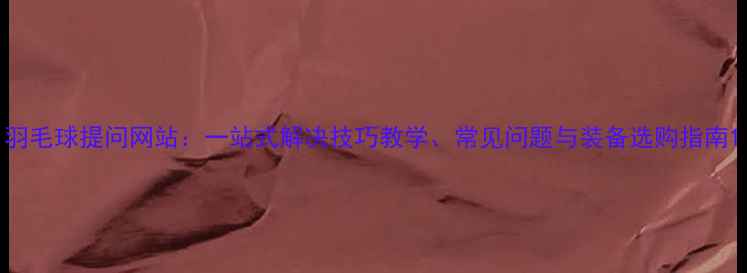 图片 羽毛球提问网站：一站式解决技巧教学、常见问题与装备选购指南1