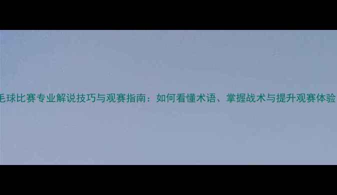 图片 羽毛球比赛专业解说技巧与观赛指南：如何看懂术语、掌握战术与提升观赛体验？1