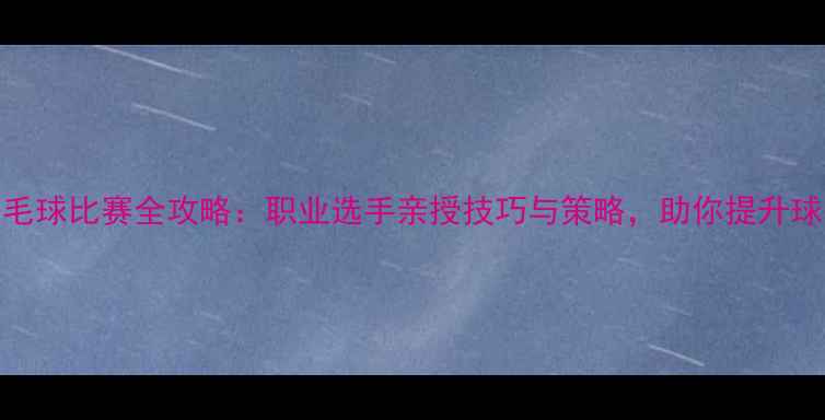 图片 羽毛球比赛全攻略：职业选手亲授技巧与策略，助你提升球技