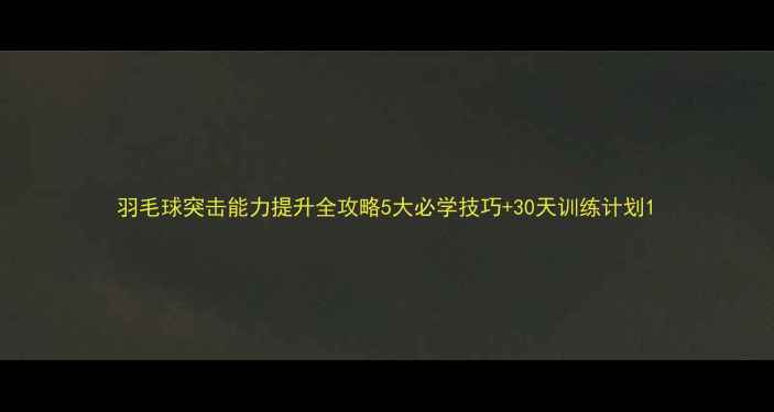 图片 羽毛球突击能力提升全攻略5大必学技巧+30天训练计划1